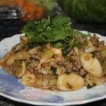 Rice cake noodle with Chinese Greens and Pork