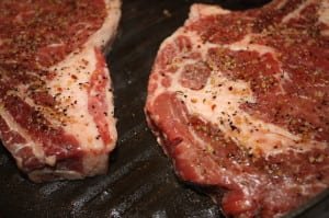Ribeye on grill