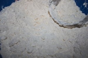 Shortening cut into flour