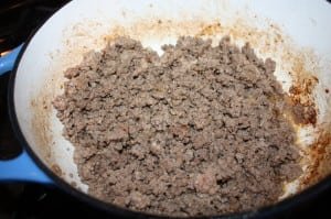 Brown ground meat