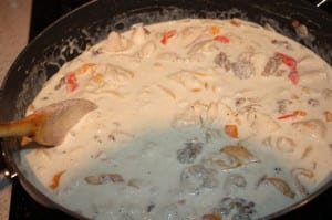 Add cream & parmesan cheese