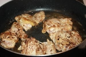 Brown Chicken in bacon fat