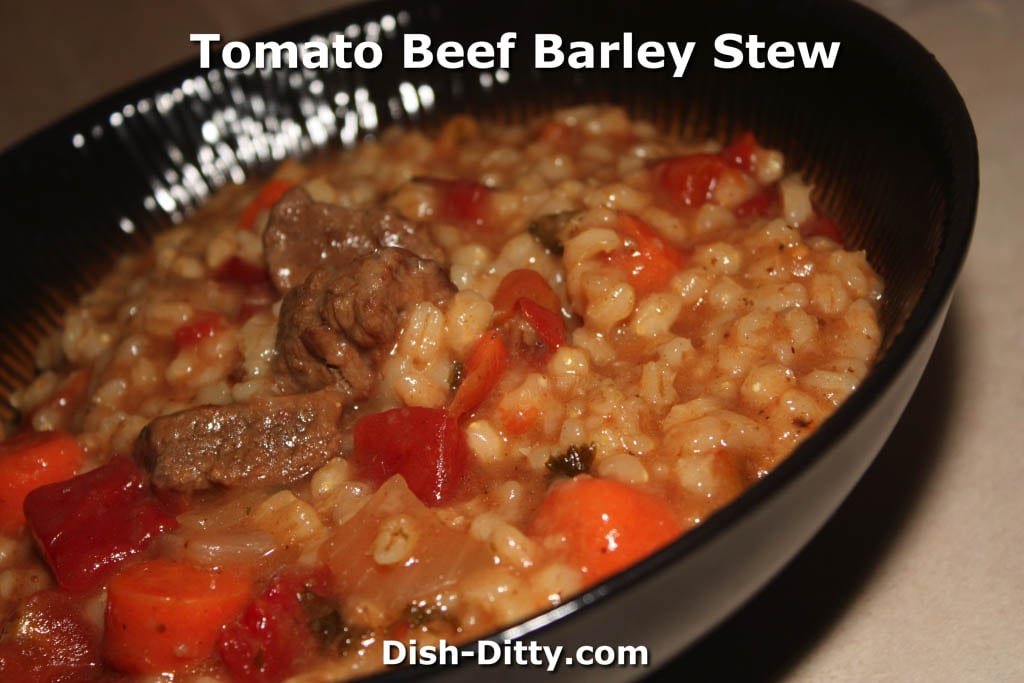 Tomato Beef Barley Stew Recipe by Dish Ditty Recipes