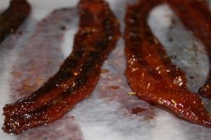 Place bacon on wax paper