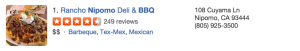 Rancho Nipomo BBQ Yelp Reviews