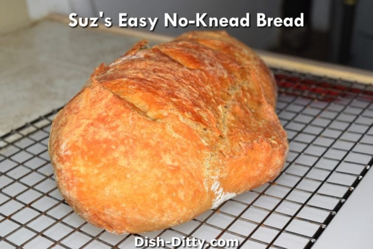 Suz's Easy No-Knead Bread Recipe by Dish Ditty Recipes