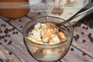 Easy Caramel Chocolate Chip Ice Cream Recipe (No Churn) by Dish Ditty Recipes