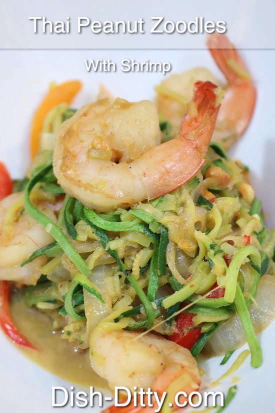 Thai Peanut Zoodles with Shrimp Recipe by Dish Ditty Recipes
