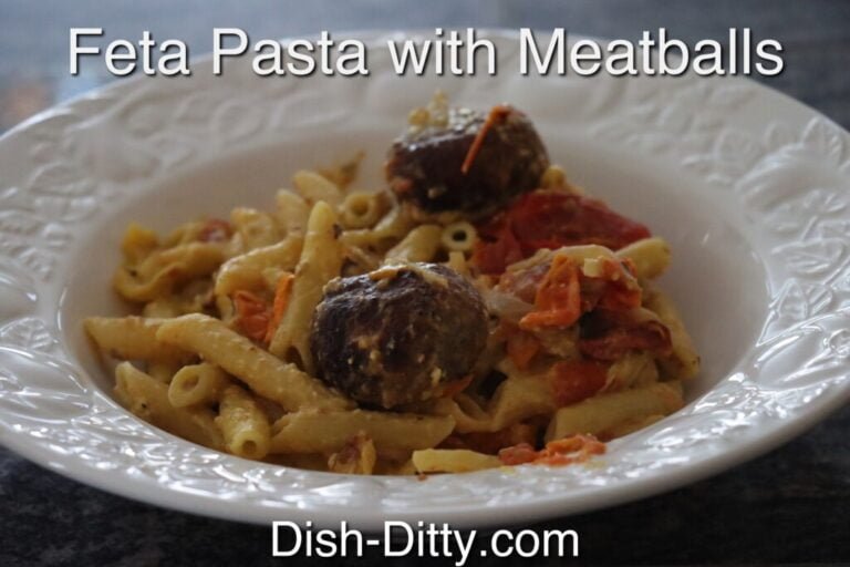 Feta Pasta with Meatballs by Dish Ditty Recipes